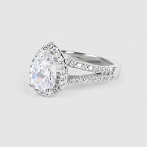 Palm Springs Engagement Ring With 1.75 ct Pear Center DEW, Ring Size 9, Platinum, Hover,