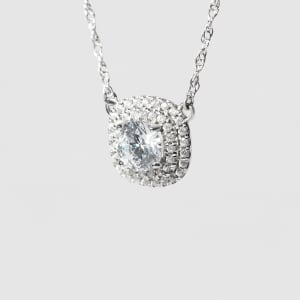 Pamplona Necklace With 1.28 Round Center, 14K White Gold, Hover,