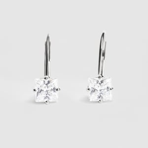 Pandora Earrings With 1.50 Tcw Princess Centers DEW, 14K White Gold, Default,