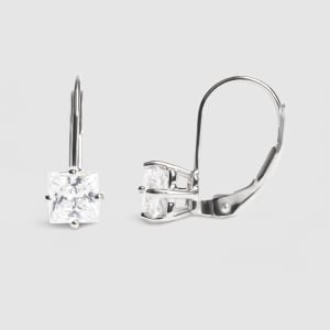 Pandora Earrings With 1.50 Tcw Princess Centers DEW, 14K White Gold, Hover,