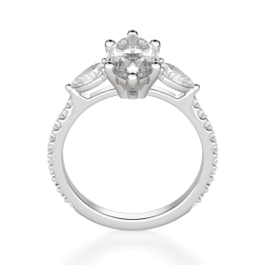 Pear Side Stone Accented Marquise Cut Engagement Ring, Hover, 14K White Gold, Platinum