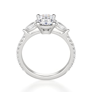 Pear Side Stone Accented Oval Cut Engagement Ring, Hover, 14K White Gold, Platinum