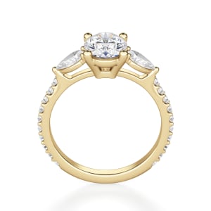 Pear Side Stone Accented Oval Cut Engagement Ring, Hover, 14K Yellow Gold,