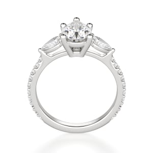 Pear Side Stone Accented Pear Cut Engagement Ring, Hover, 14K White Gold, Platinum