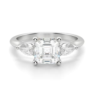 Pear Side Stone Classic Asscher Cut Engagement Ring, Default, 14K White Gold, Platinum