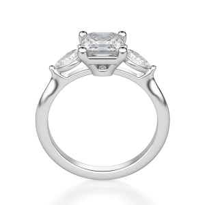Pear Side Stone Classic Asscher Cut Engagement Ring, Hover, 14K White Gold, Platinum