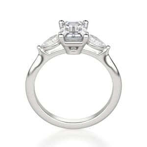Pear Side Stone Classic Emerald Cut Engagement Ring, Hover, 14K White Gold, Platinum