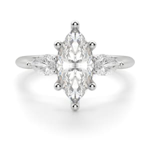 Pear Side Stone Classic Marquise Cut Engagement Ring, Default, 14K White Gold, Platinum