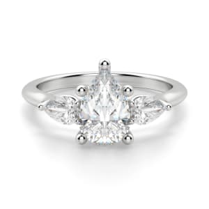Pear Side Stone Classic Pear Cut Engagement Ring, Default, 14K White Gold, Platinum