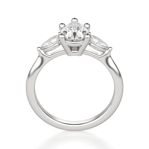 Pear Side Stone Classic Pear Cut Engagement Ring, Hover, 14K White Gold, Platinum