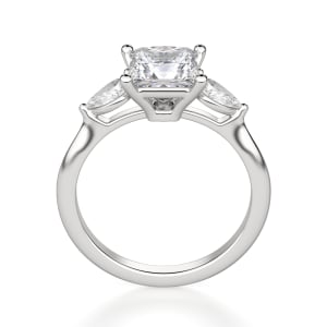 Pear Side Stone Classic Princess Cut Engagement Ring, Hover, 14K White Gold, Platinum