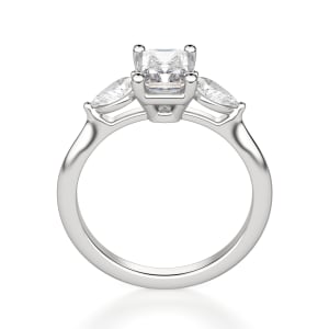 Pear Side Stone Classic Radiant Cut Engagement Ring, Hover, 14K White Gold, Platinum