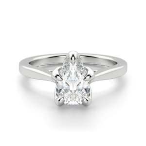 Peek-A-Boo Solitaire Pear Cut Engagement Ring, Default, 14K White Gold, Platinum