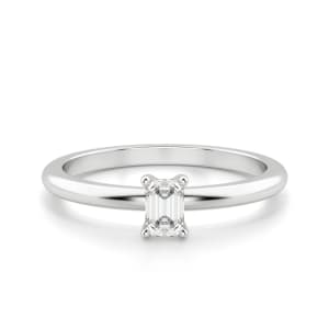 Emerald Cut Petite Ring, Sterling Silver, Default,