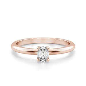 Oval Cut Petite Ring, Default, 14K Rose Gold,