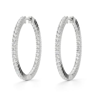 Inside-Out Prong Set Hoop Earrings, Default, 14K White Gold,