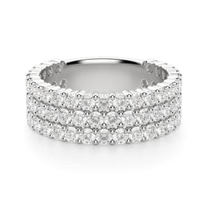Round Cut Bold Pave Semi-Eternity Band (2 1/10 tcw), Default, 14K White Gold,\r
