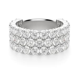 Round Cut Bold Pave Semi-Eternity Band (4 tcw), Default, 14K White Gold,\r
