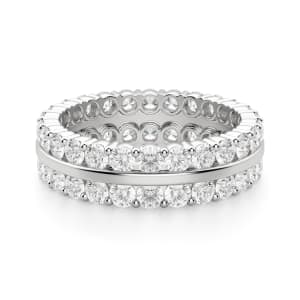 Round Cut Double Row Eternity Band (2 tcw), Default, 14K White Gold,\r
