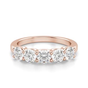 Round Cut Five Stone Anniversary Band, Default, 14K Rose Gold,