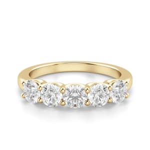 Round Cut Five Stone Anniversary Band, Default, 14K Yellow Gold,