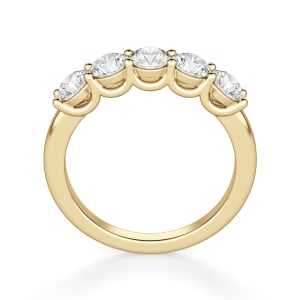 Round Cut Five Stone Anniversary Band, Hover, 14K Yellow Gold,