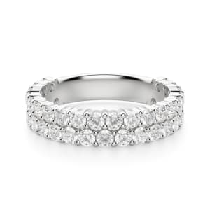 Round Cut Pave Semi-Eternity Band (1 1/4 tcw), Default, 14K White Gold,\r
