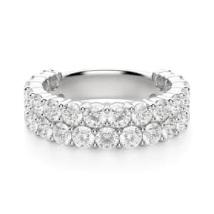 Round Cut Pave Semi-Eternity Band (2 2/3 tcw), Default, 14K White Gold,\r
