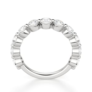 Round Cut Shared Prong Semi-Eternity Band (1 3/4 tcw), Hover, 14K White Gold,\r
