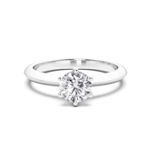 6 Prong Solitaire Round Cut Engagement Ring, 0.90 Ct. Tw., Lab Grown Diamond, Default, 14K White Gold,