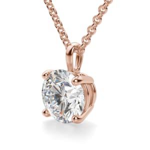 Round Cut Single Bail Pendant, Hover, 14K Rose Gold, 