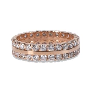 Round Cut Double Row Eternity Band, 2 Tcw DEW, Ring Size 6, 14K Rose Gold, Moissanite, Default, Hover,