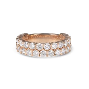 Round Cut Pave Semi-Eternity Band, 2 2/3 Tcw DEW, Ring Size 6.75, 14K Rose Gold, Moissanite, Default, Hover,