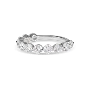 Round Cut Shared Prong Semi-Eternity Band, 1 3/4 Tcw DEW, Ring Size 6.75, 14K White Gold, Lab Grown Diamond, Hover,