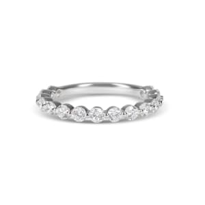 Round Cut Shared Prong Semi-Eternity Band, 1 Tcw  DEW, Ring Size 6.75, 14K White Gold, Lab Grown Diamond, Default,