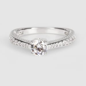 Sage Accented Engagement Ring With 0.56 Round Center, Ring Size 8.75-10, 10K White Gold, Default,