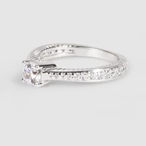 Sage Accented Engagement Ring With 0.56 Round Center, Ring Size 8.75-10, 10K White Gold, Hover,