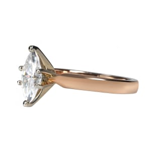 Tapered Classic Engagement Ring With 1.25 ct Marquise Center DEW, Ring Size 6.5-9.5, 14K Rose Gold, Moissanite, Hover,
