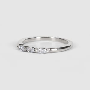 Three Stone Marquise Wedding Band, Ring Size 6.75, 14K White Gold, Hover,