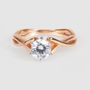 Twisted Classic Engagement Ring With 1.03 Round Center, Ring Size 6.75, 14K Rose Gold, Default,