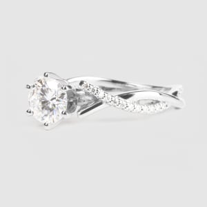 Twisted Accented Engagement Ring With 1.03 Round Center, Ring Size 7.75, 14K White Gold, Hover,