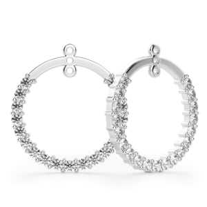 Four-Piece Accented Hoop Round Cut Stud Set, Hover, 14K White Gold, 
