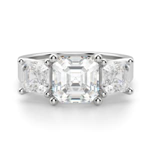 Allure Asscher Cut Engagement Ring, 14K White Gold, Default, 