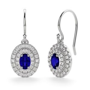 Almeria Sapphire Drop Earrings, 14K White Gold, Hover, 