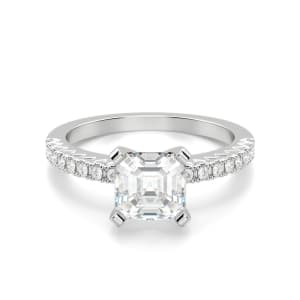 Angelix Asscher Cut Engagement Ring, Default, 14K White Gold, Platinum