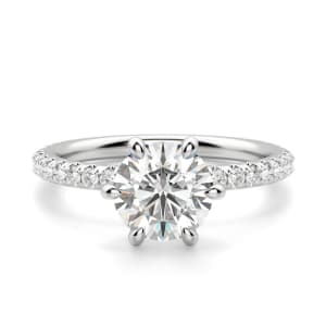 Arezzo Accented Round Cut Engagement Ring, 14K White Gold, Default, Platinum,