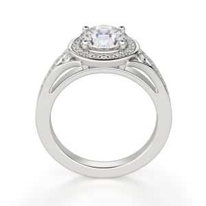Athens Round Cut Engagement Ring, 14K White Gold, Hover, 