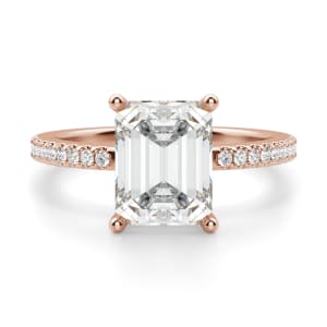 Basket Set Accented Emerald cut Engagement Ring, 14K Rose Gold, Default, 