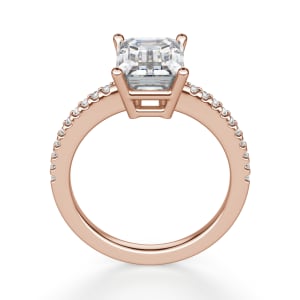 Basket Set Accented Emerald cut Engagement Ring, 14K Rose Gold, Hover, 