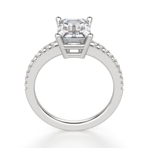 Basket Set Accented Emerald cut Engagement Ring, 14K White Gold, Hover, Platinum, 